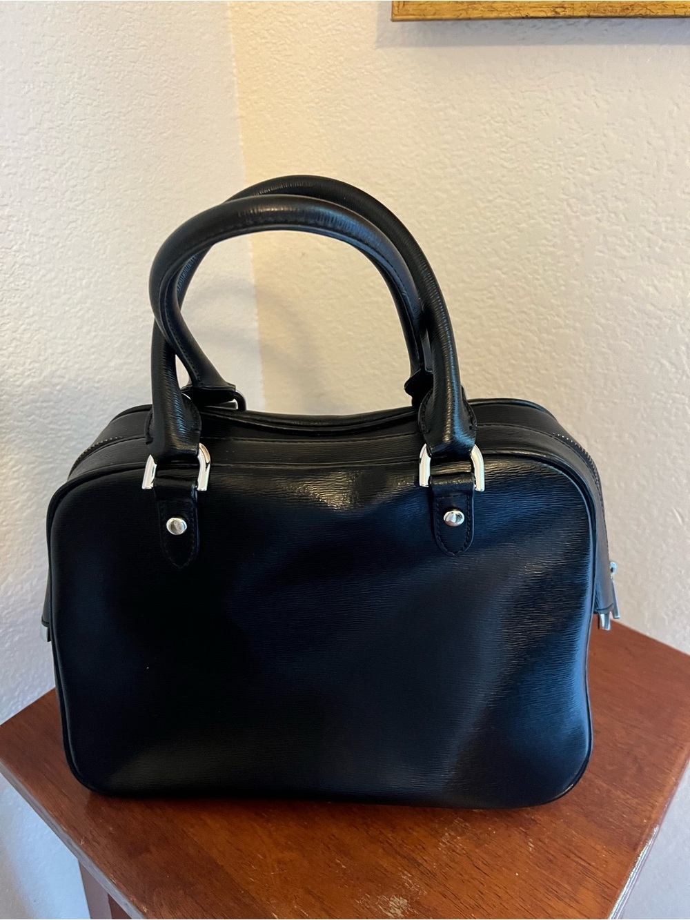 Ralph Lauren Classic Black Leather Satchel Handbag - Women's Tote